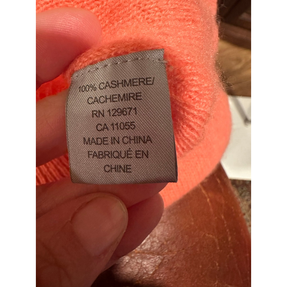 360 Cashmere Sweater, Small 100% Cashmere Coral Pink Boat Neck Exposed Seam - Picture 7 of 7